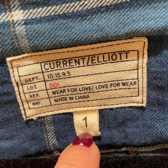 Current/Elliott Navy and Gray Plaid Button-Down Shirt - Picture 2 of 2